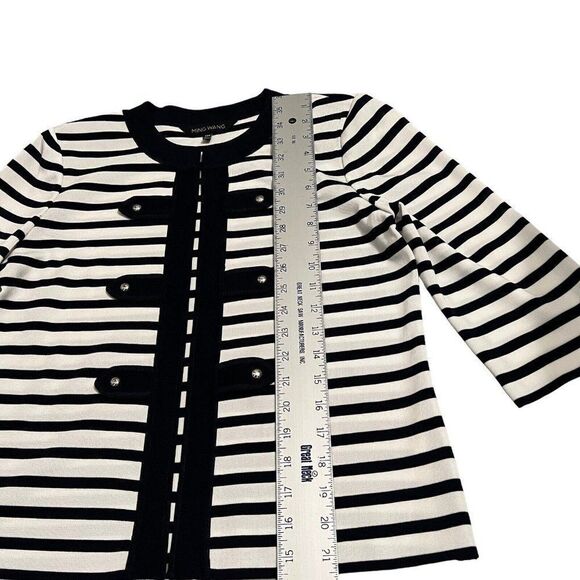 Ming Wang Women's PM Navy Blue White Striped Knit Cardigan Petite Nautical Sail - Picture 3 of 13
